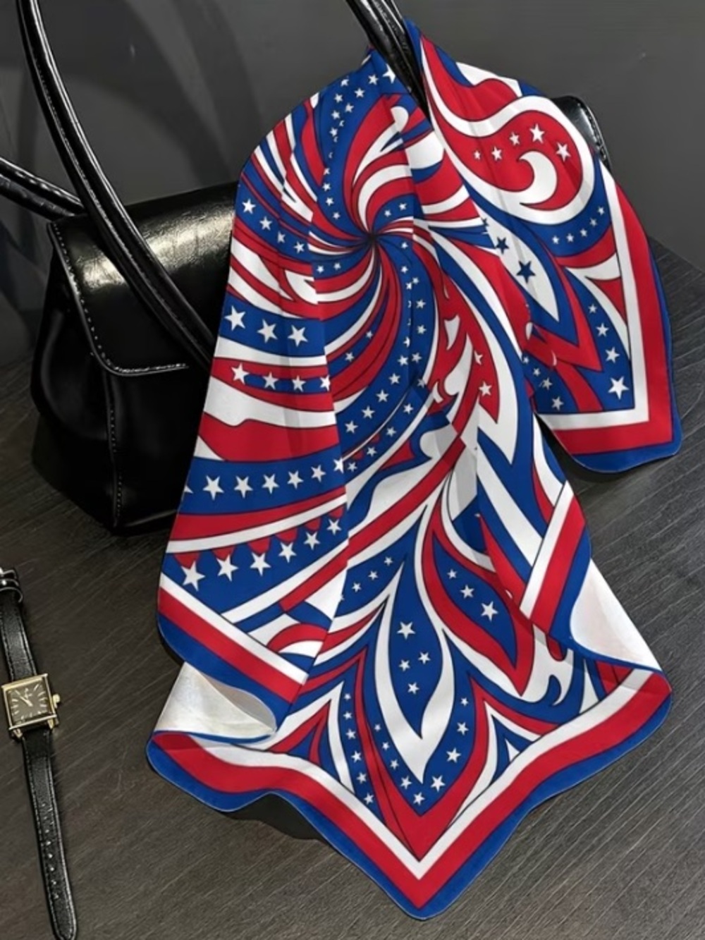 Patriotic Red, White & Blue Swirl Scarf